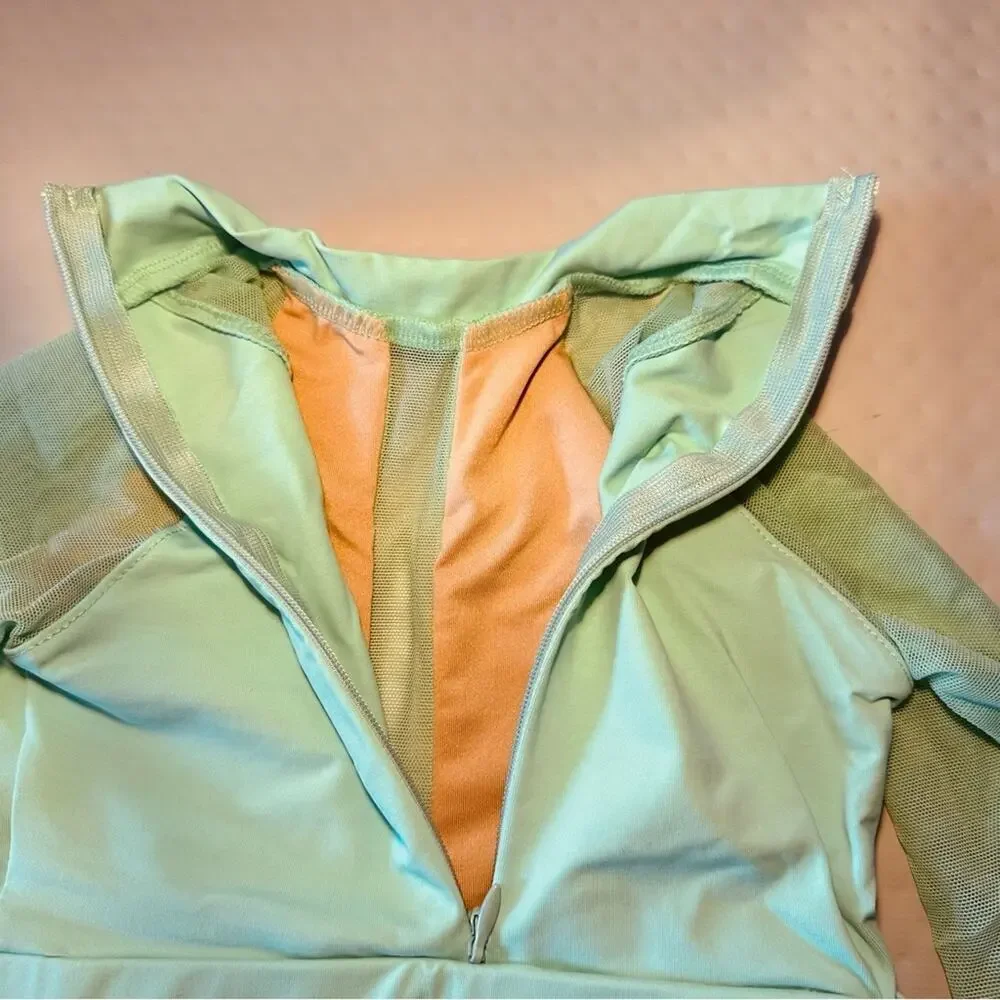 CS Baltogs Girls Mock Neck Long Sleeve Dance Crop Top mint green small dancewear